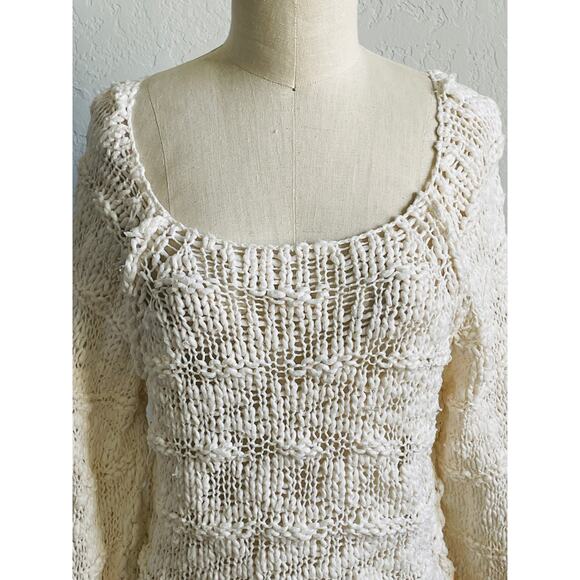 Free People West Palm Sweater Cream Multi Color Trim Small - Picture 7 of 11